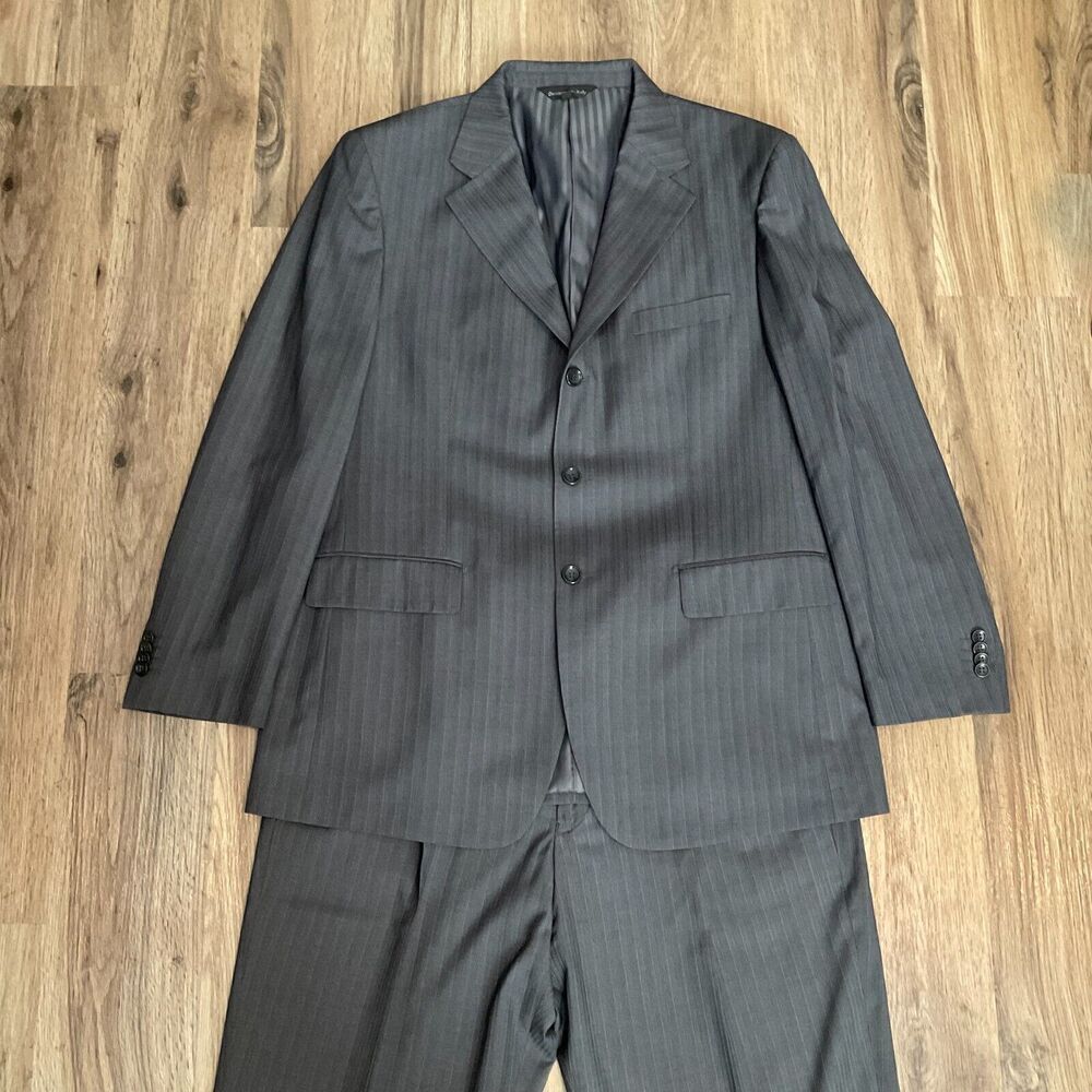 Bocaccio Uomo 44R 38x30 2Pc Dark‎ Gray 3 Button Suit Jacket Pleated Front Pants